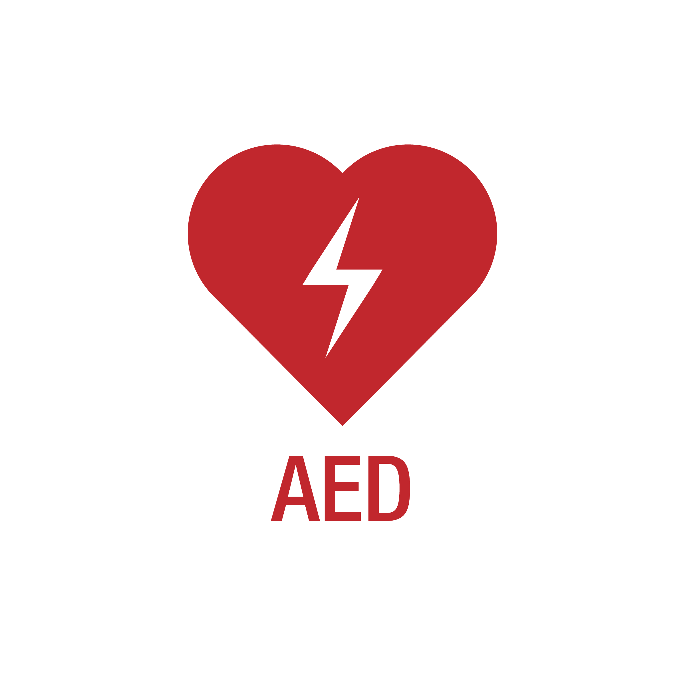 the AED logo: a heart with a lightning bolt